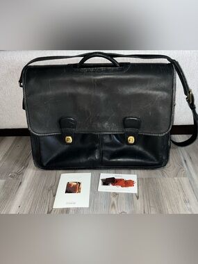 Authentic Coach Black Leather Prescott  Briefcase A8S-0532